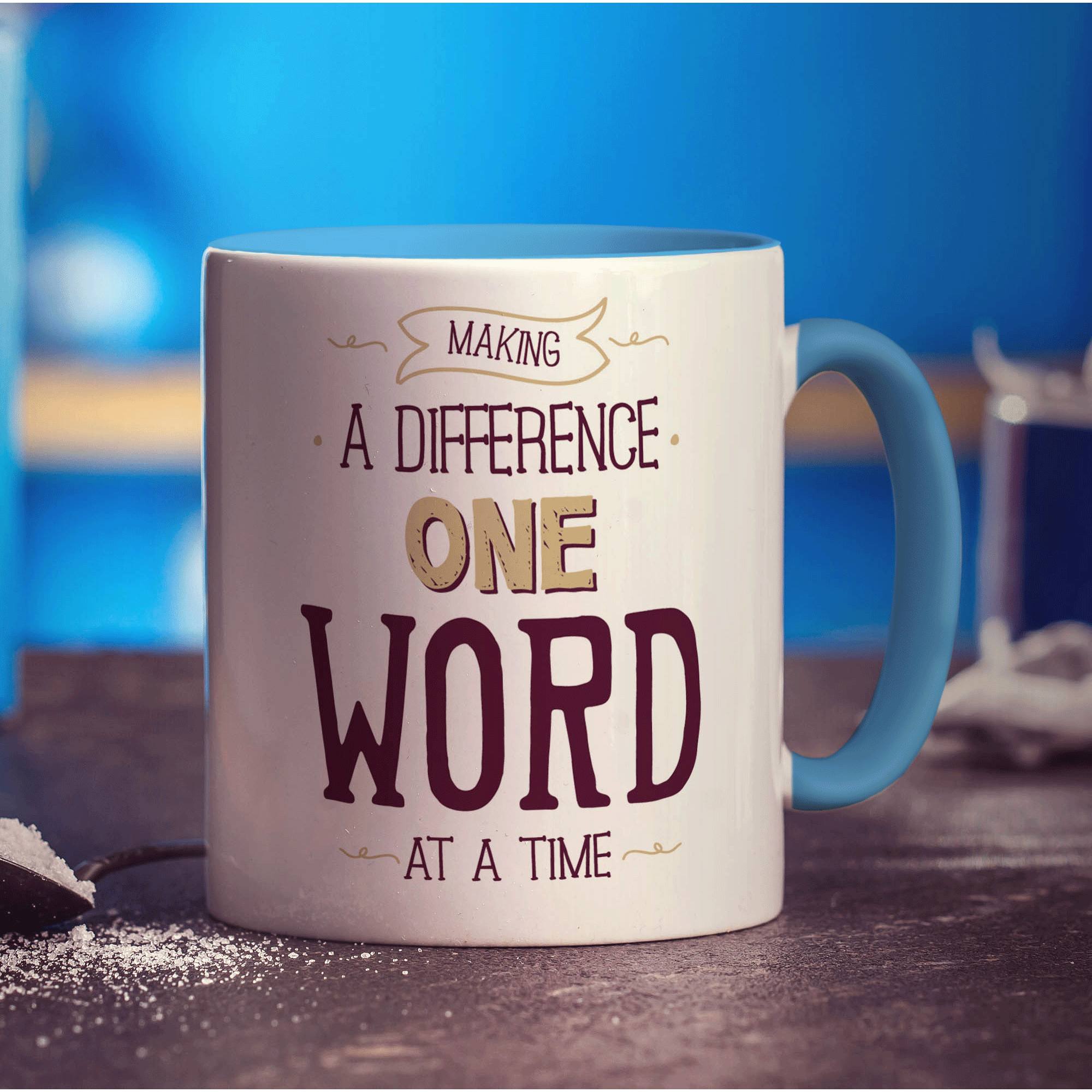 Making a Difference One Word At a Time Mug - Standard 330ml (11oz) / Blue