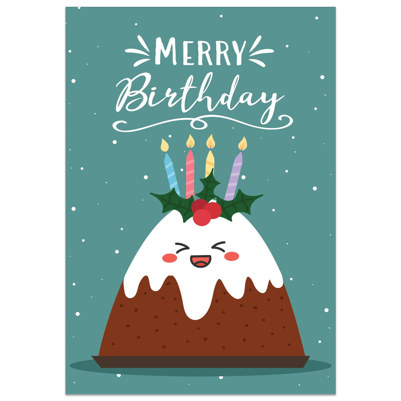 Merry Birthday Christmas Pudding Card