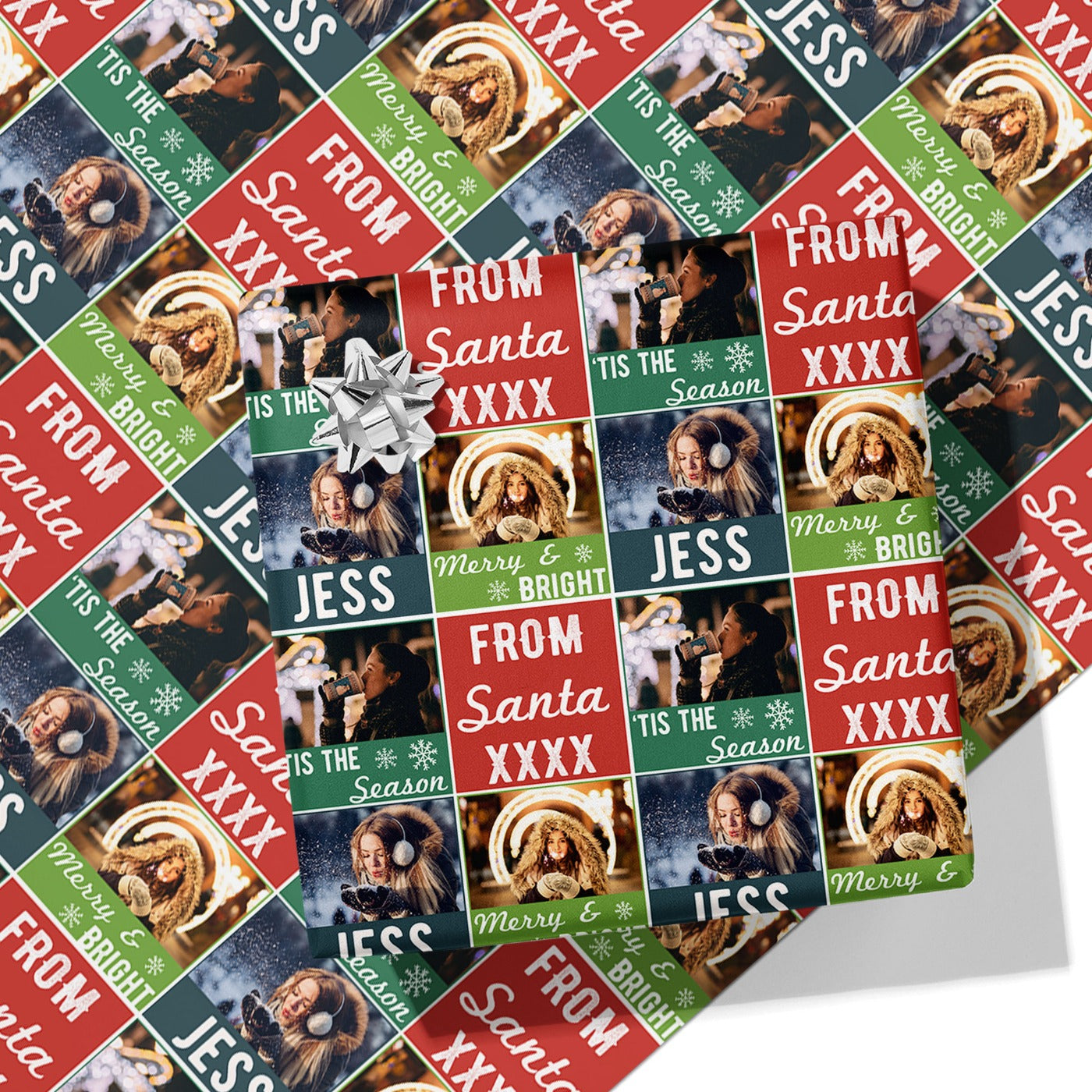 Merry & Bright Photo & Text Wrapping Paper