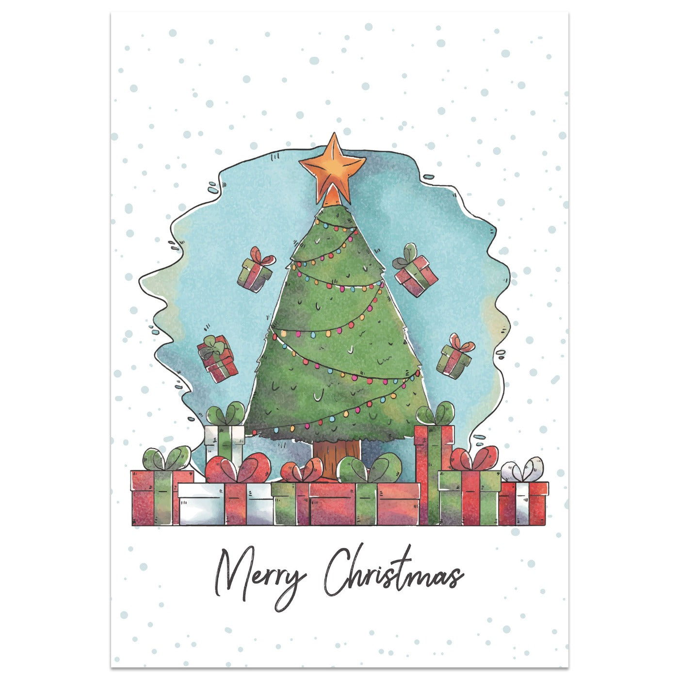 Christmas Tree Doodle with Presents Card