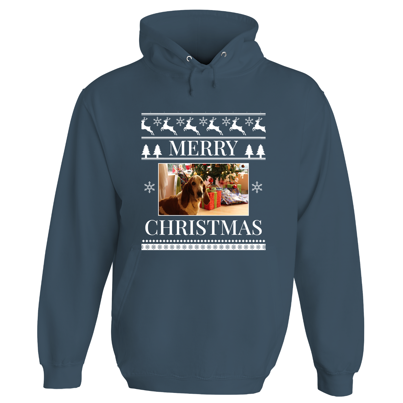 Merry Christmas Photo Patterned Personalised Hoodie
