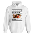 Merry Christmas Photo Patterned Personalised Hoodie - Small / Arctic White