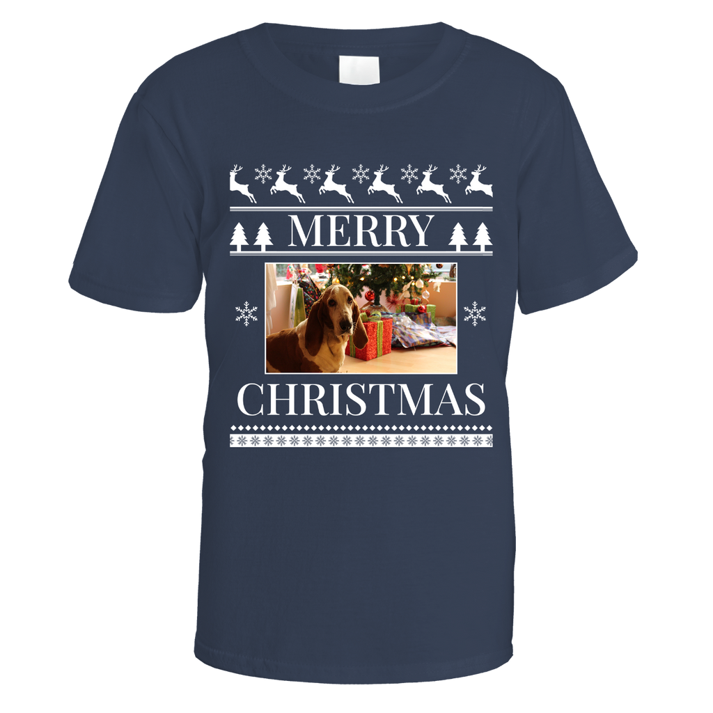 Merry Christmas Photo Patterned Personalised T-Shirt