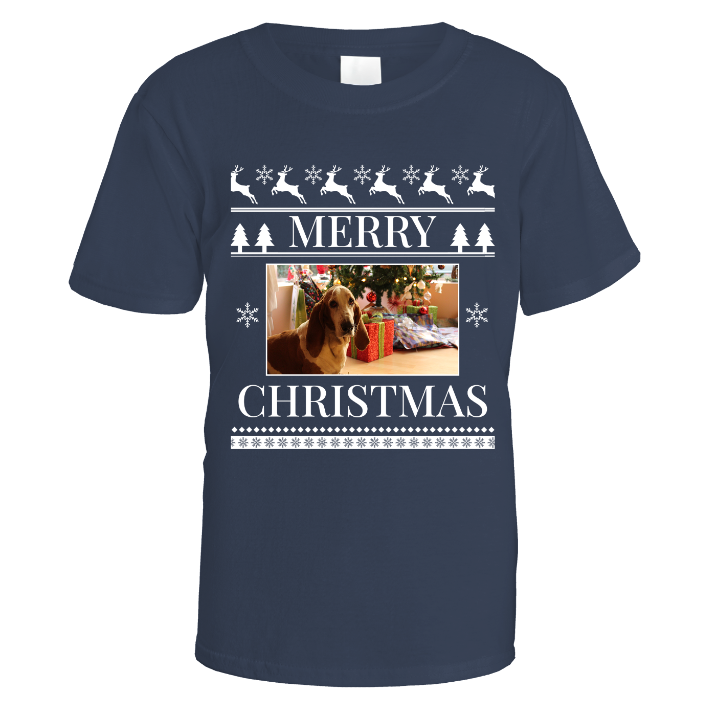 Merry Christmas Photo Patterned Personalised T-Shirt