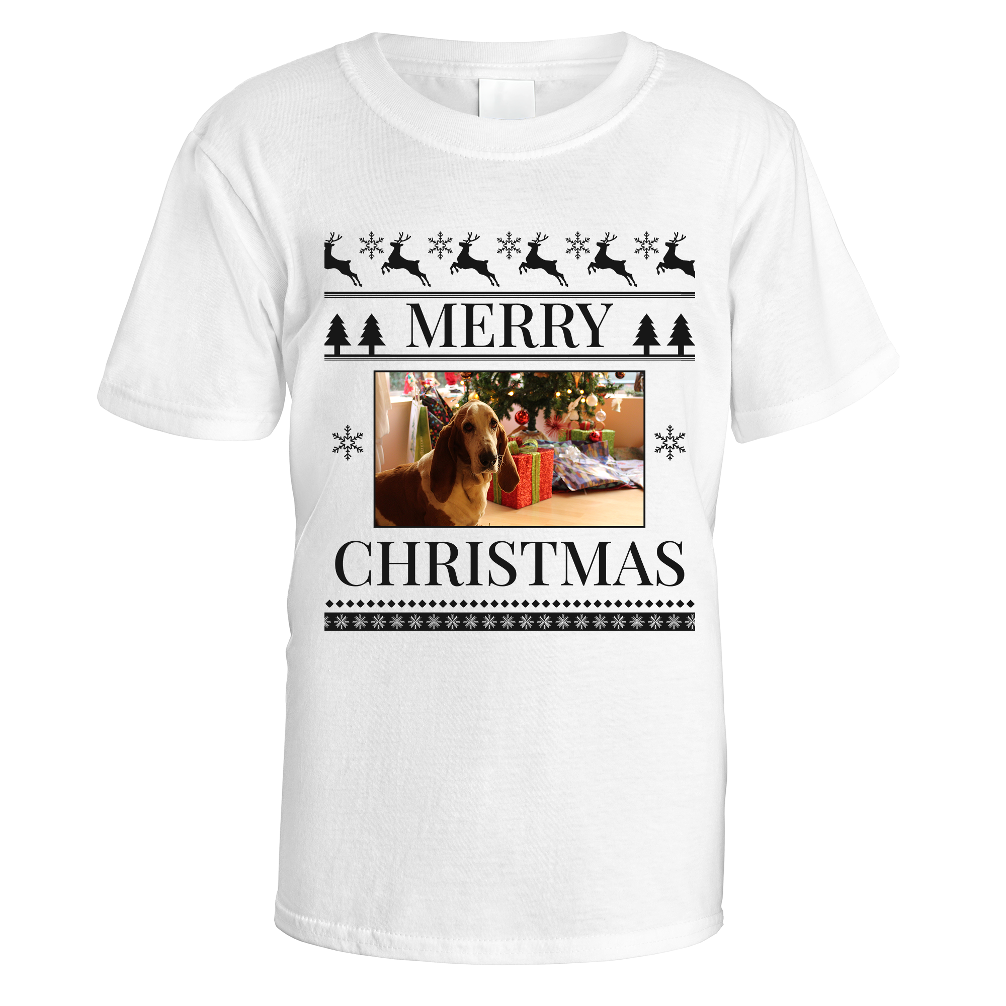 Merry Christmas Photo Patterned Personalised T-Shirt