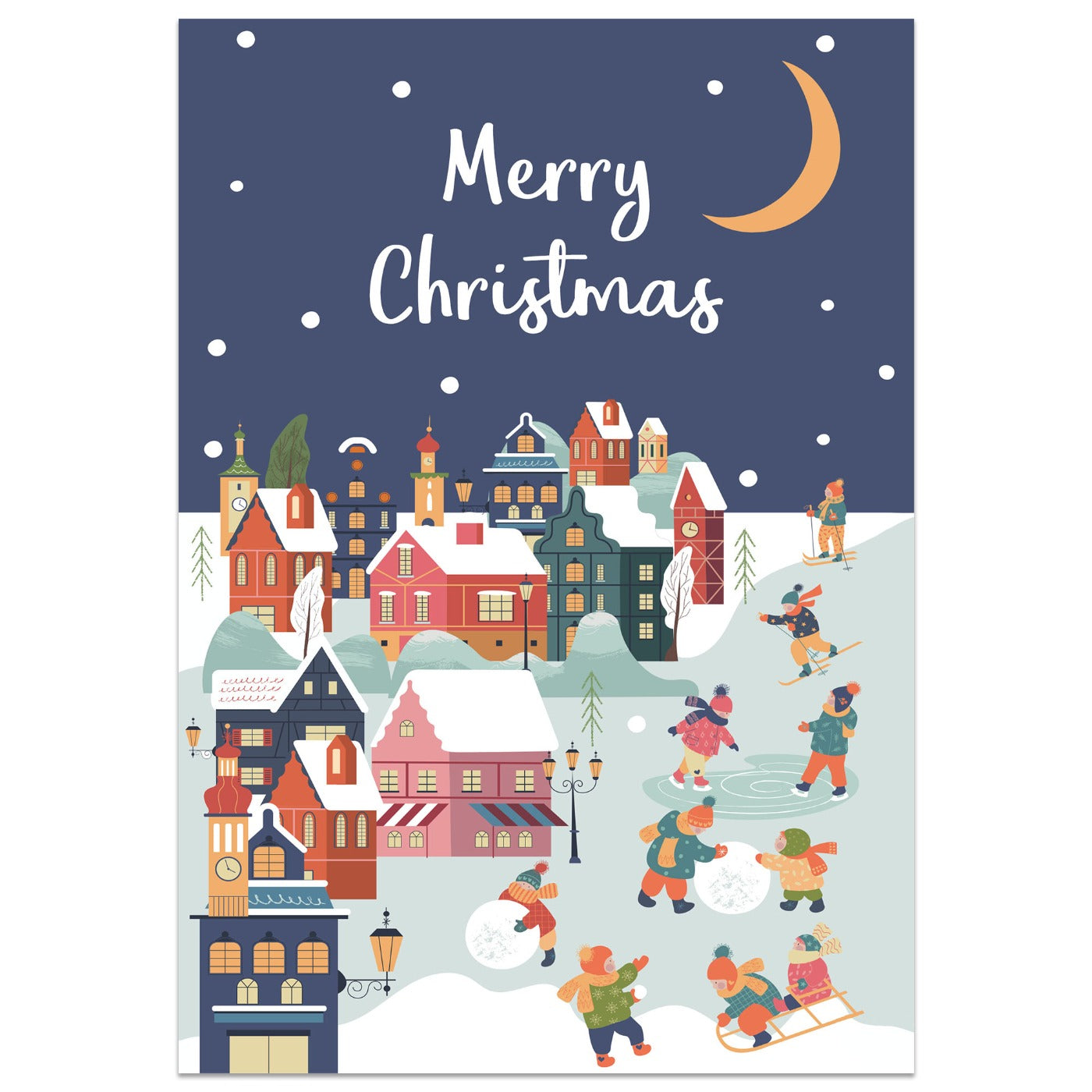 Merry Christmas Village Card