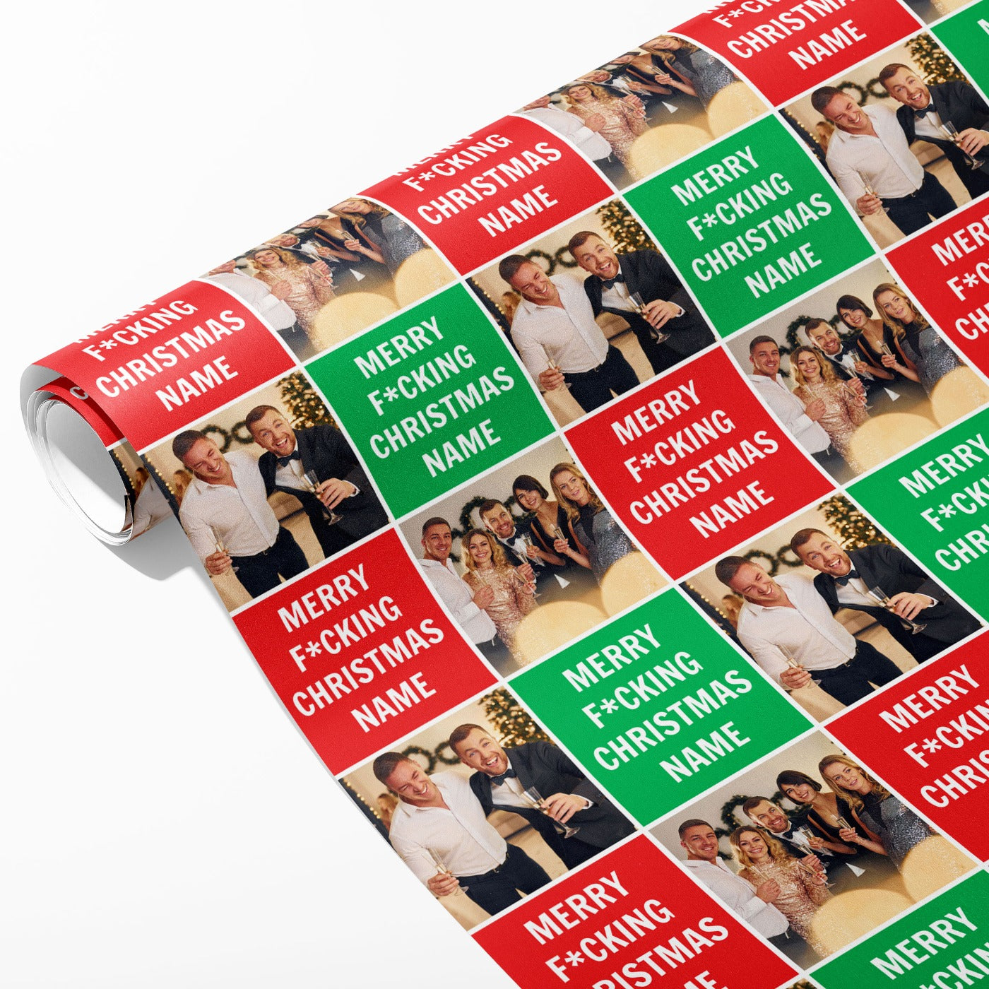 Merry F*cking Christmas Photo and Name Wrapping Paper