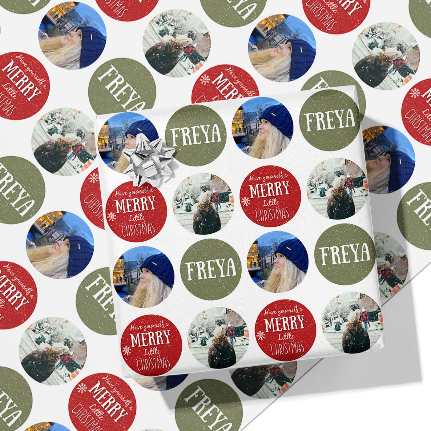 Merry Little Christmas Photo & Name Wrapping Paper