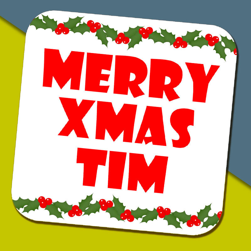 'Merry Xmas Name' Coaster