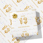 13th Milestone Birthday Balloon Name and Message Wrapping Paper