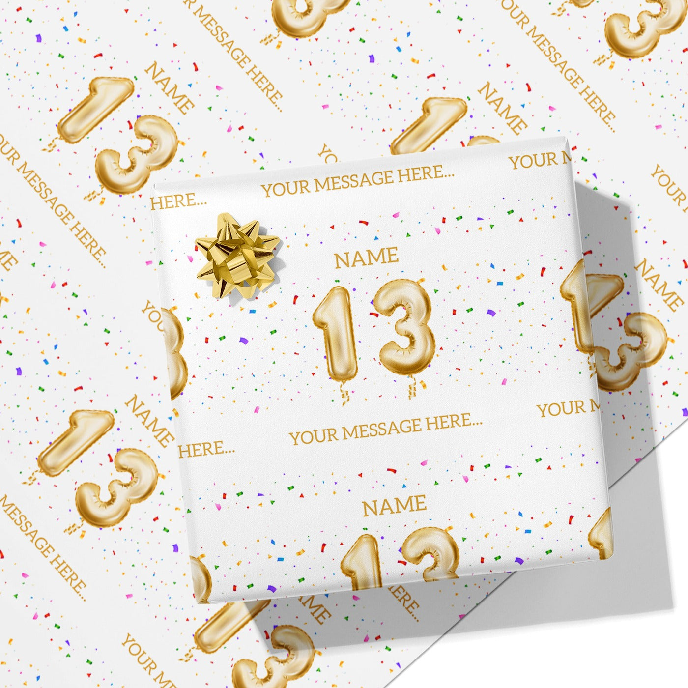 13th Milestone Birthday Balloon Name and Message Wrapping Paper