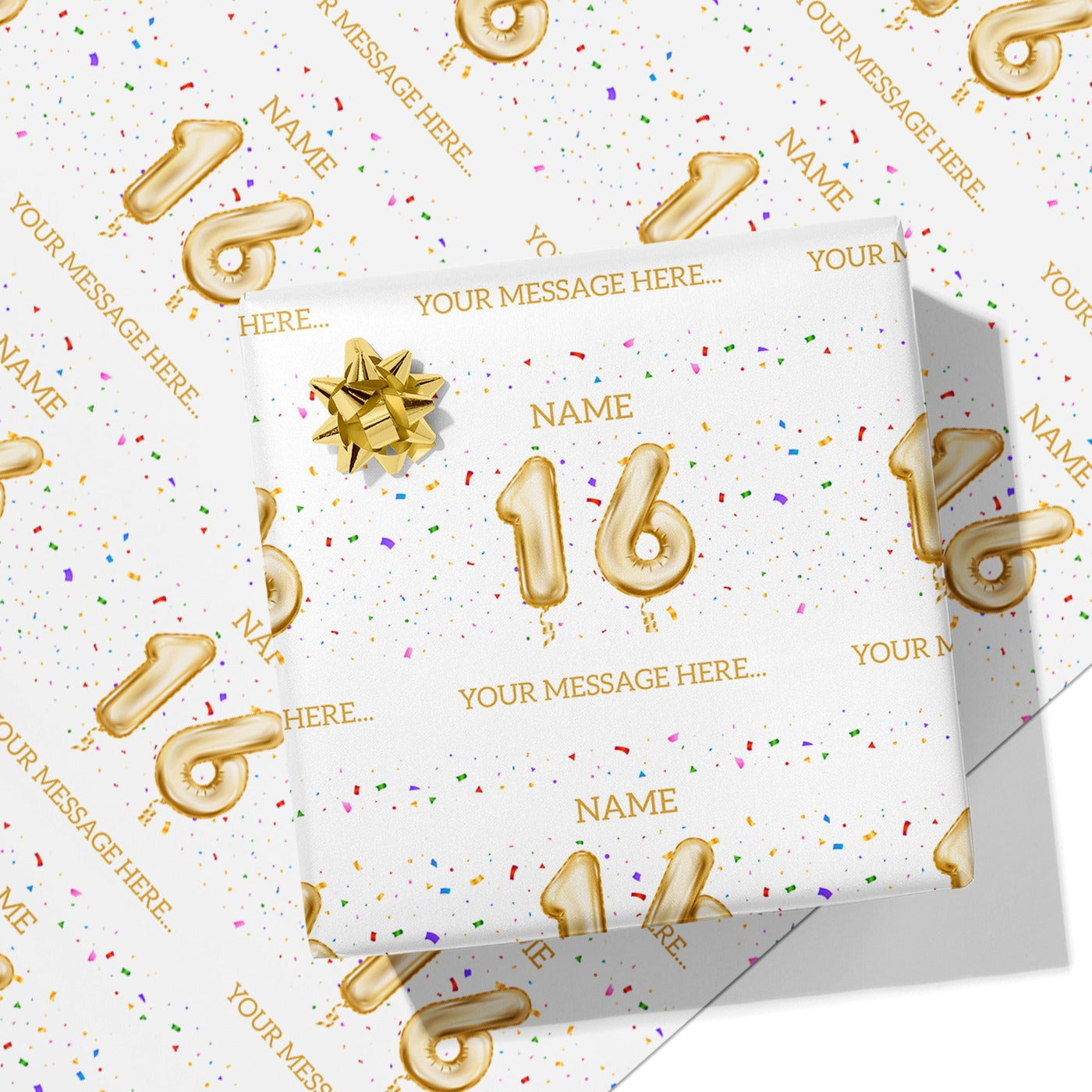 16th Milestone Birthday Balloon Name and Message Wrapping Paper