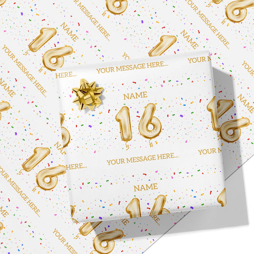 16th Milestone Birthday Balloon Name and Message Wrapping Paper