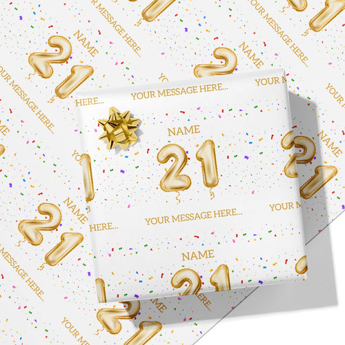 21st Milestone Birthday Balloon Name and Message Wrapping Paper
