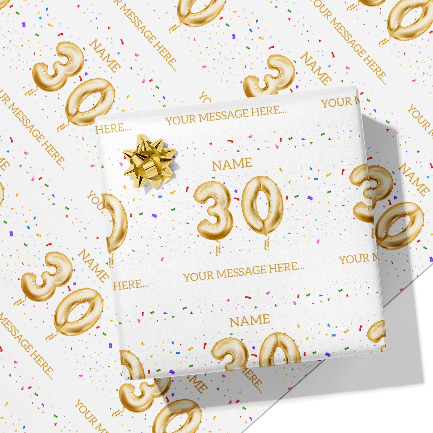 30th Milestone Birthday Balloon Name and Message Wrapping Paper