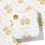 50th Milestone Birthday Balloon Name and Message Wrapping Paper