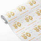 50th Milestone Birthday Balloon Name and Message Wrapping Paper