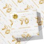 70th Milestone Birthday Balloon Name and Message Wrapping Paper