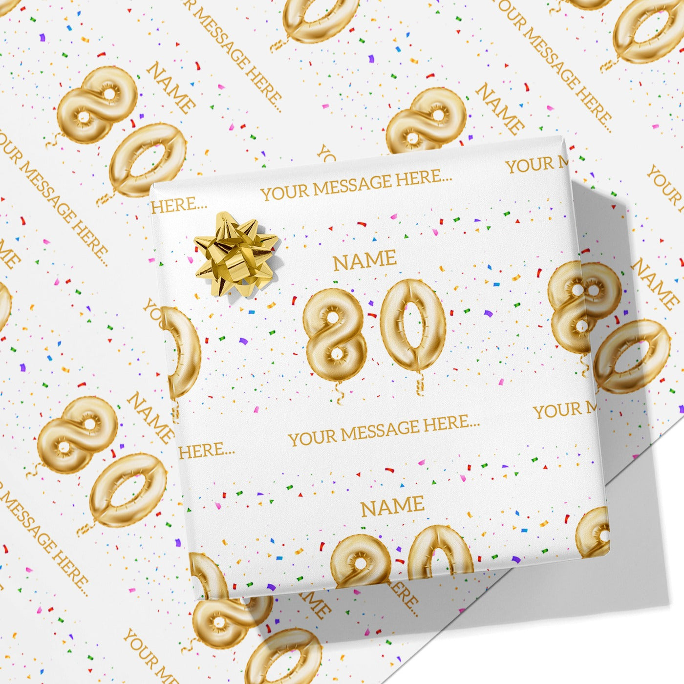 80th Milestone Birthday Balloon Name and Message Wrapping Paper
