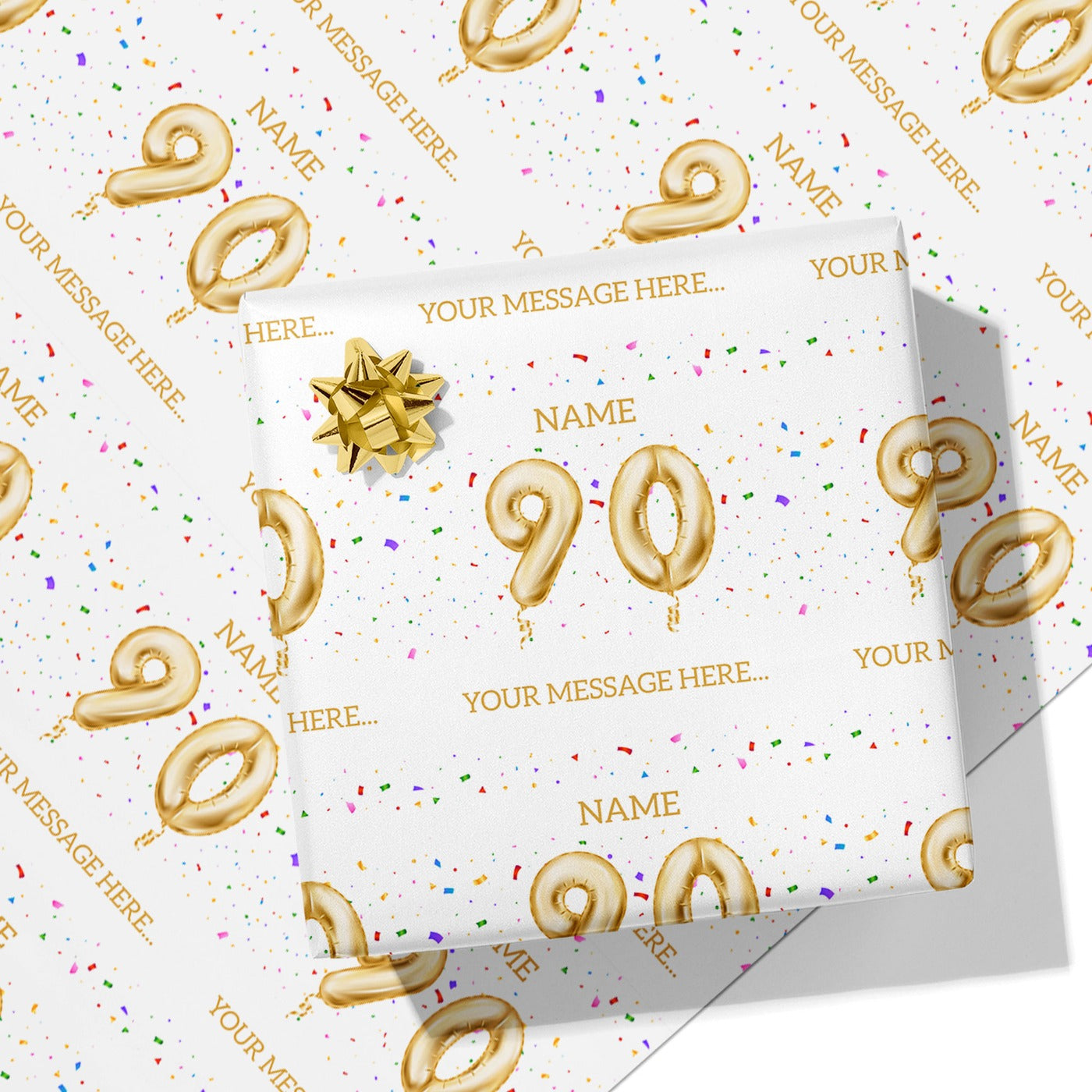 90th Milestone Birthday Balloon Name and Message Wrapping Paper