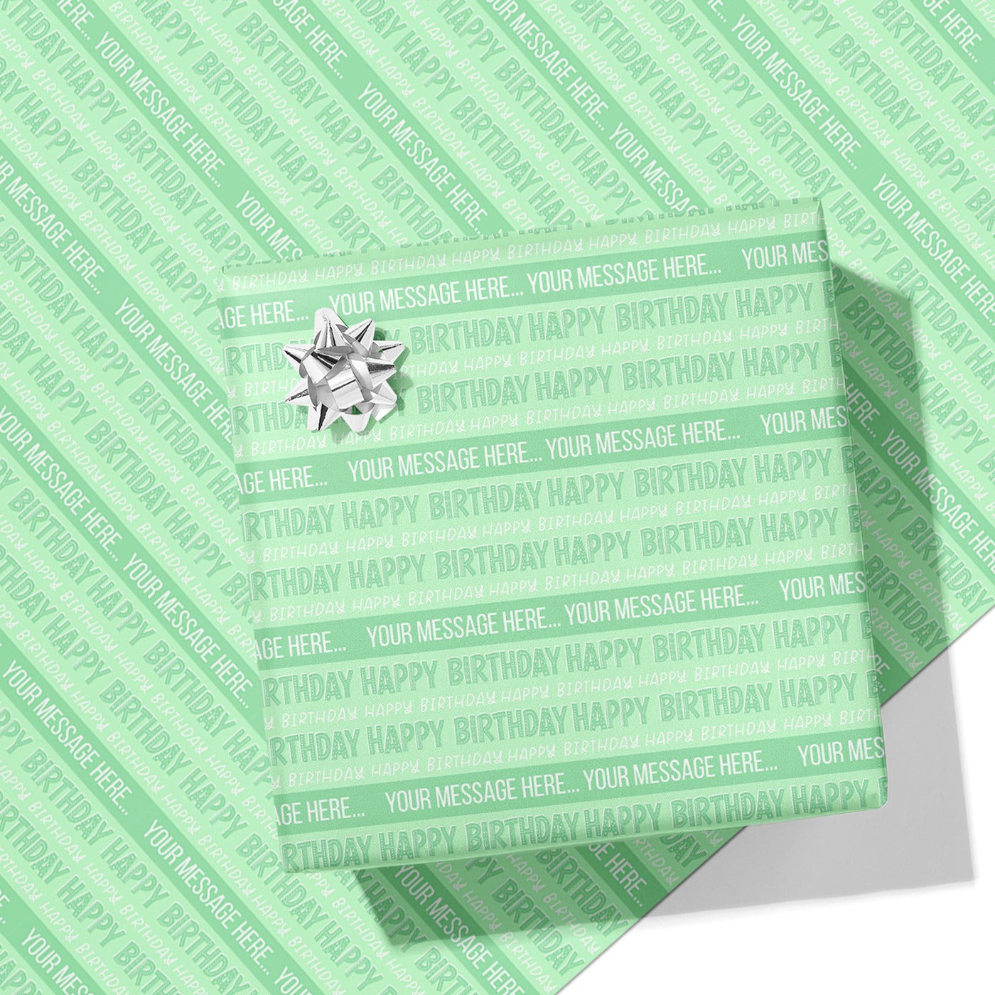 Mint Green Happy Birthday Message Wrapping Paper