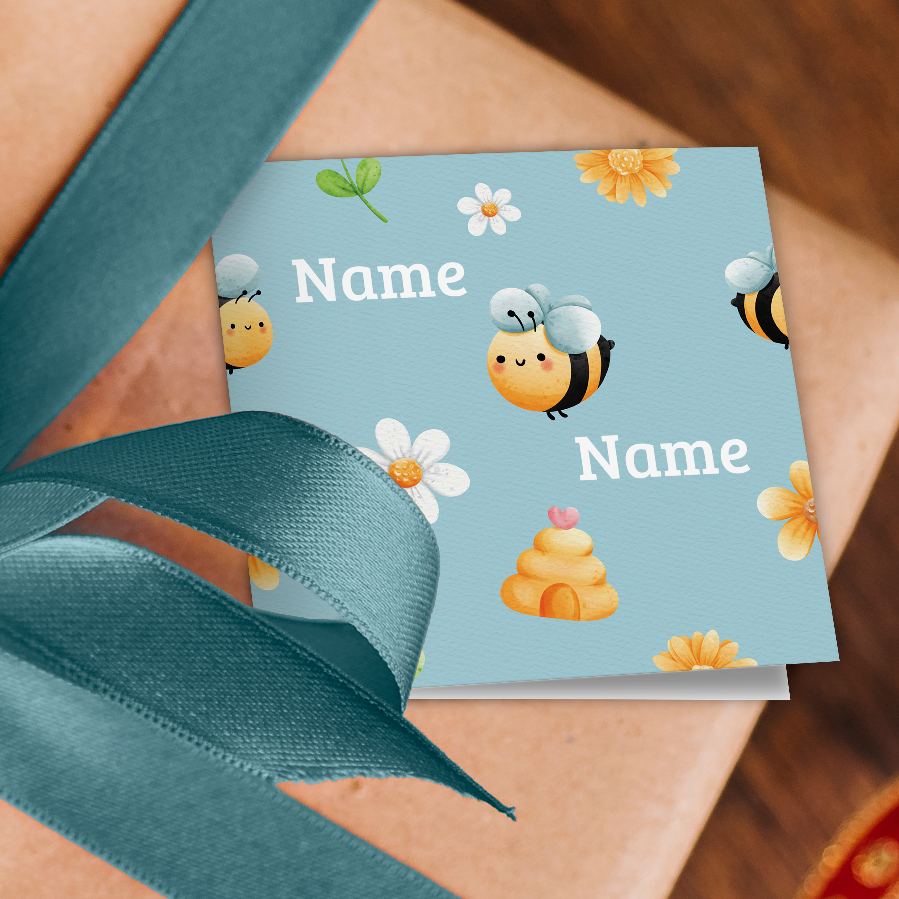 Happy Bee Name Wrapping Paper