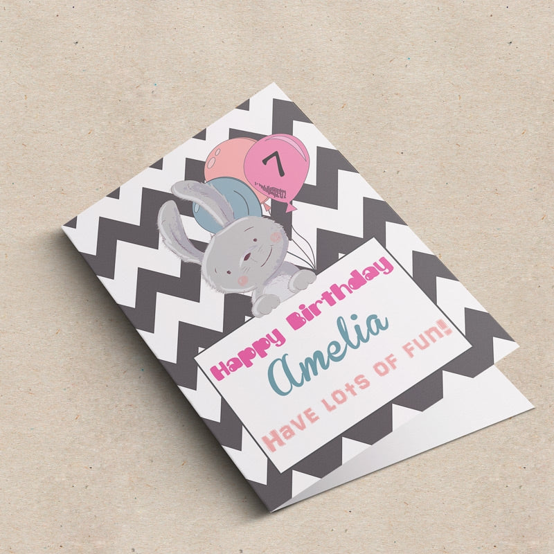 Bunny Rabbit Personalised Birthday Car Lying Down