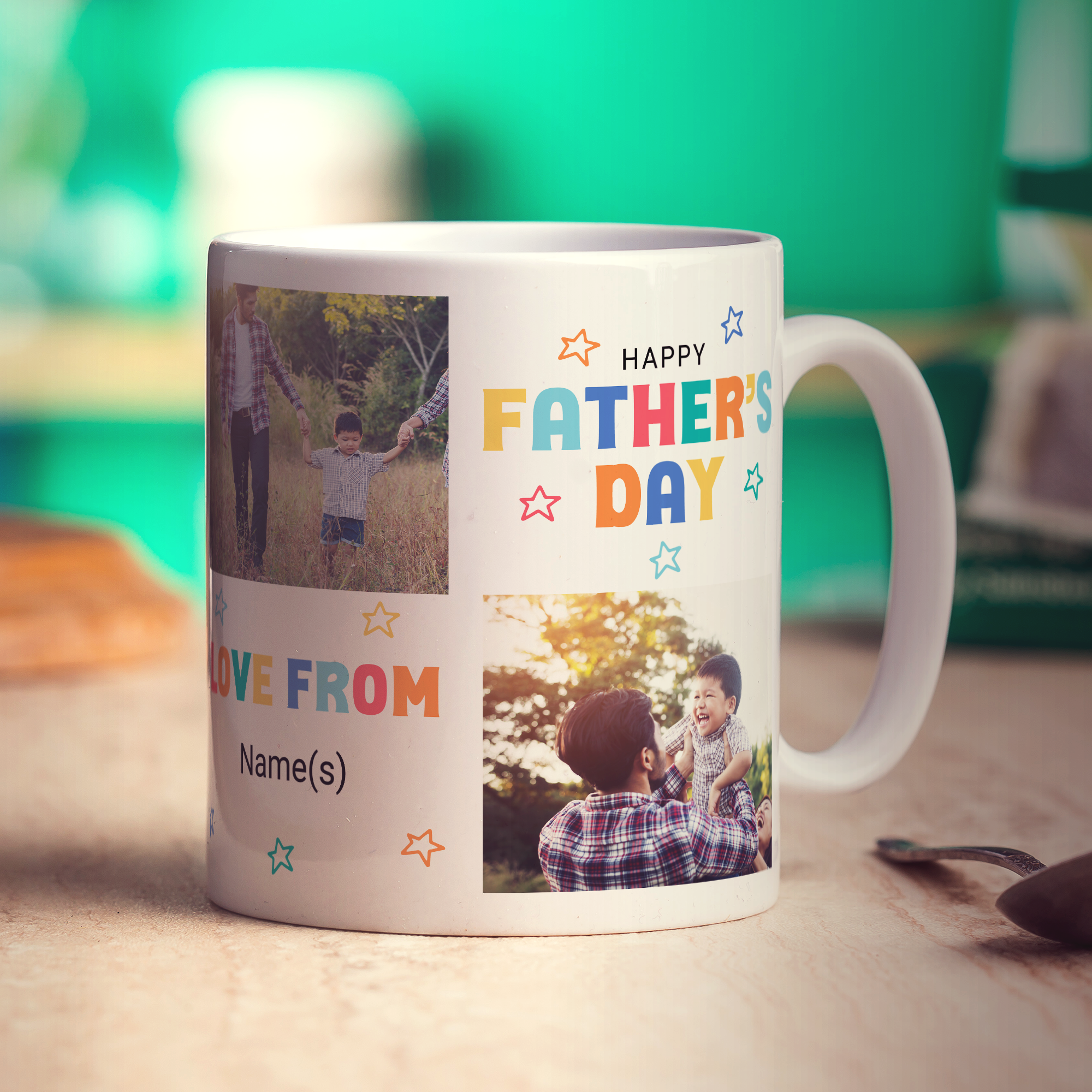 Colourful Happy Father's Day Photo and Text Mug