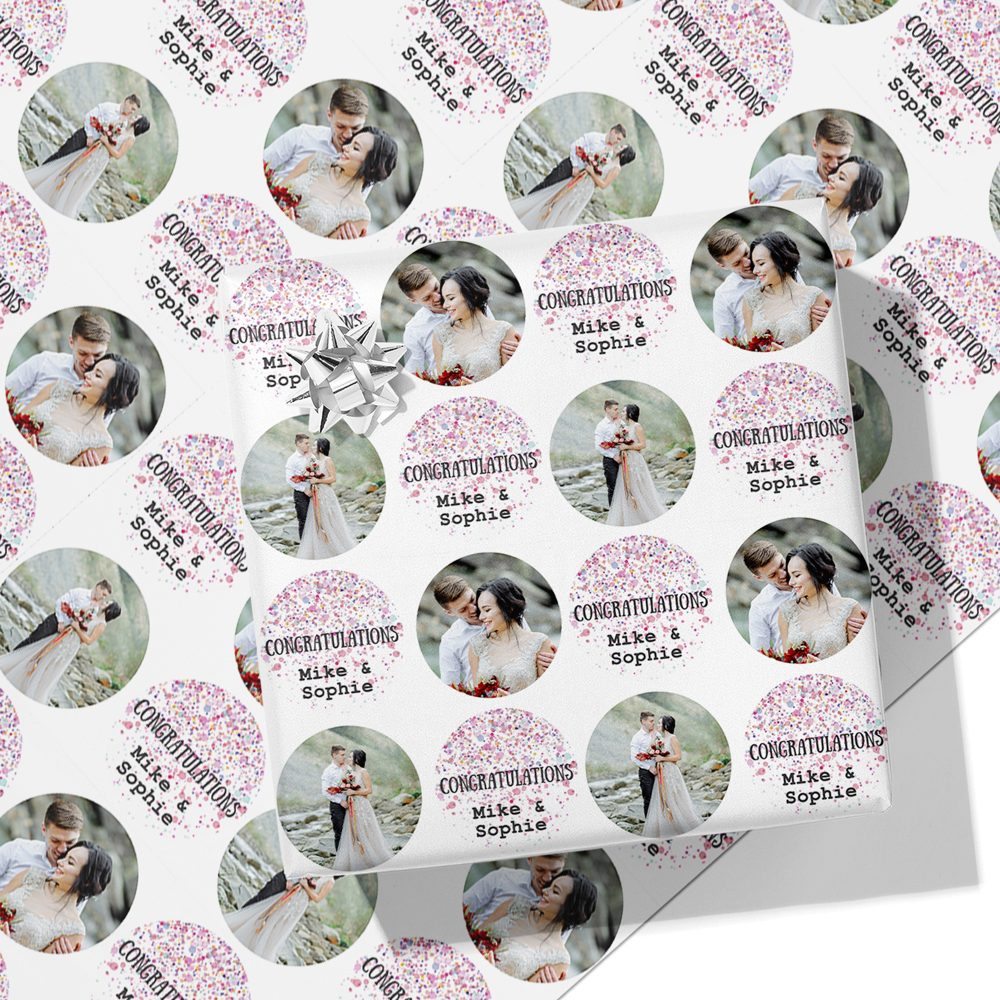 Congratulations! Wedding Photo and Message Wrapping Paper