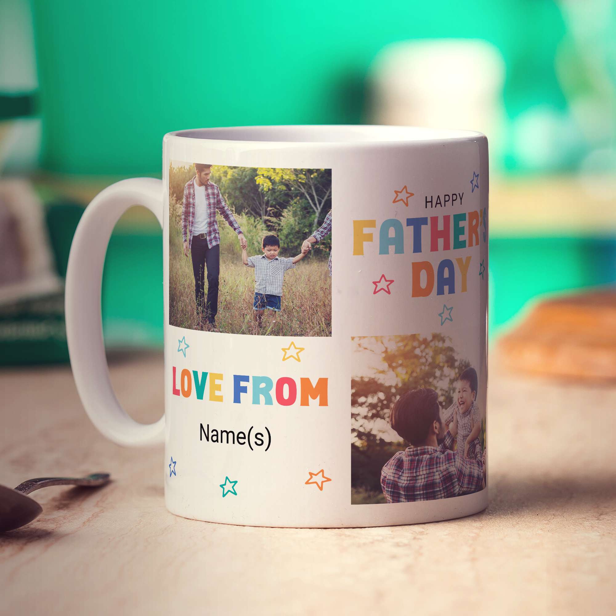 Colourful Happy Father's Day Photo and Text Mug
