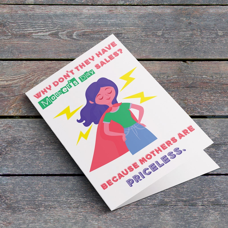 Mother's Are Priceless Mother's Day Card lying Down