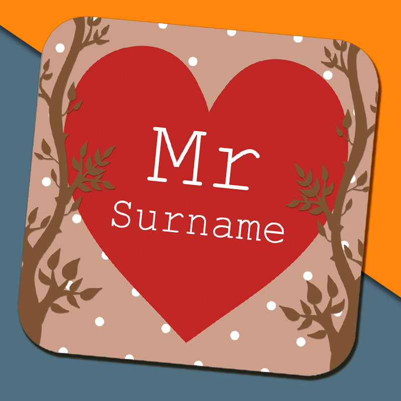Mr Alpine Heart Name Coaster