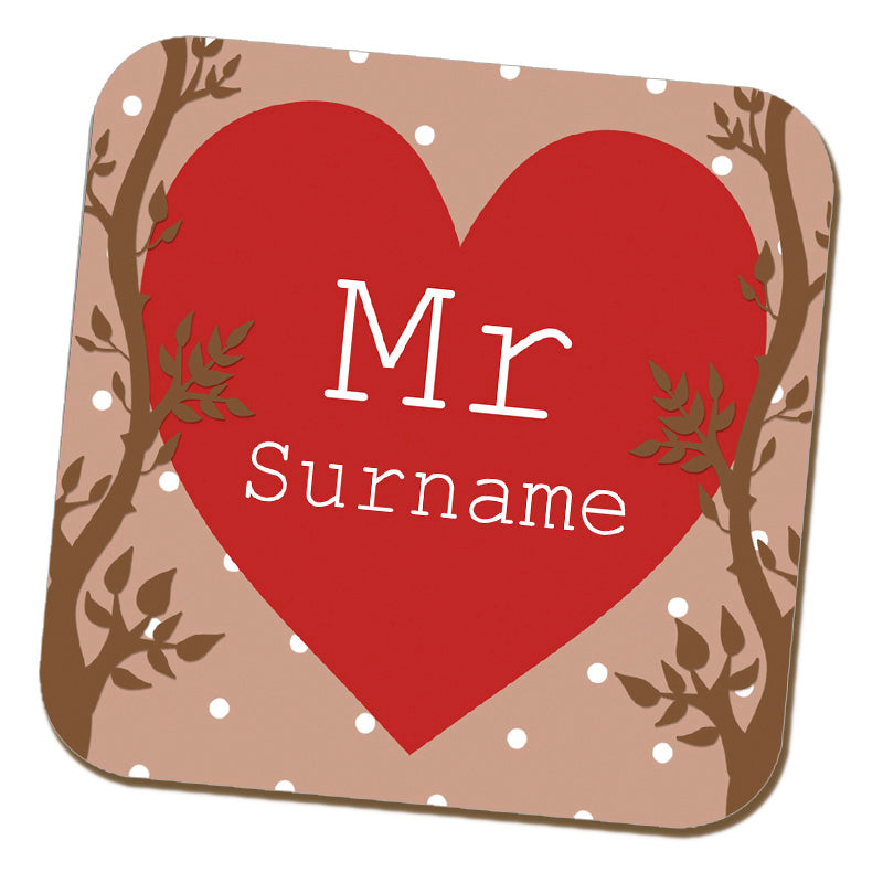 Mr Alpine Heart Name Coaster