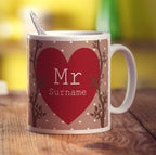 Mr Alpine Heart Name Mug - Standard 330ml (11oz) / White