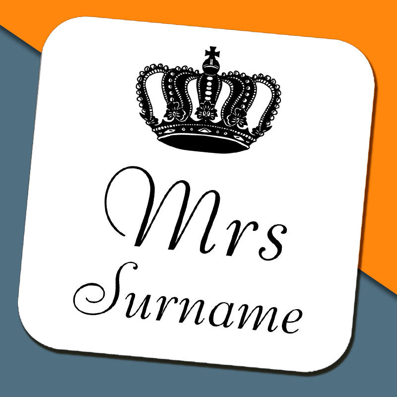 Mrs Crown Name Coaster