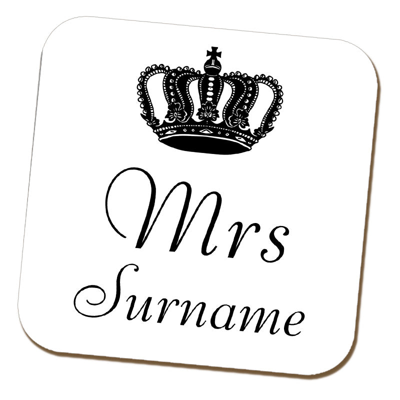 Mrs Crown Name Coaster