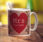 Mrs Alpine Heart Name Mug - Standard 330ml (11oz) / White