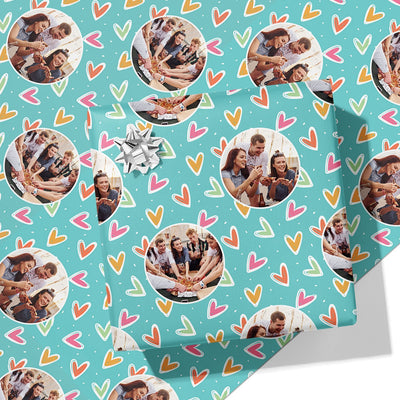 Multicoloured Heart Photo Wrapping Paper