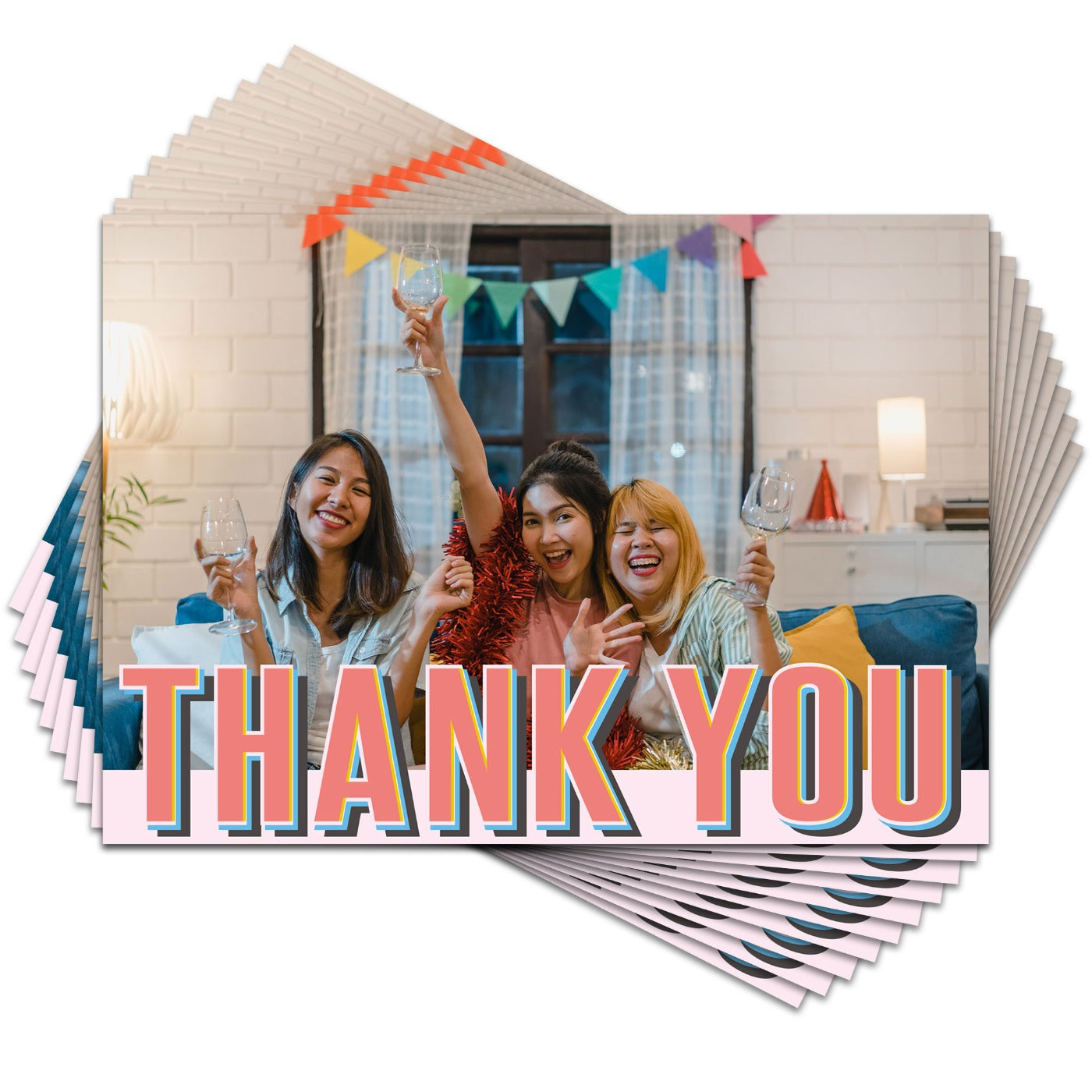 Multicoloured Thank You Photo Card - Pack of 10