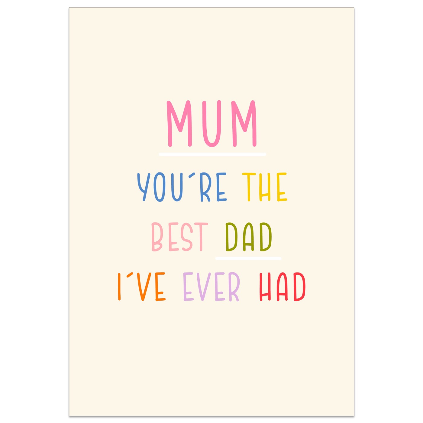 Mum, You're the Best Dad I've Ever Had Card