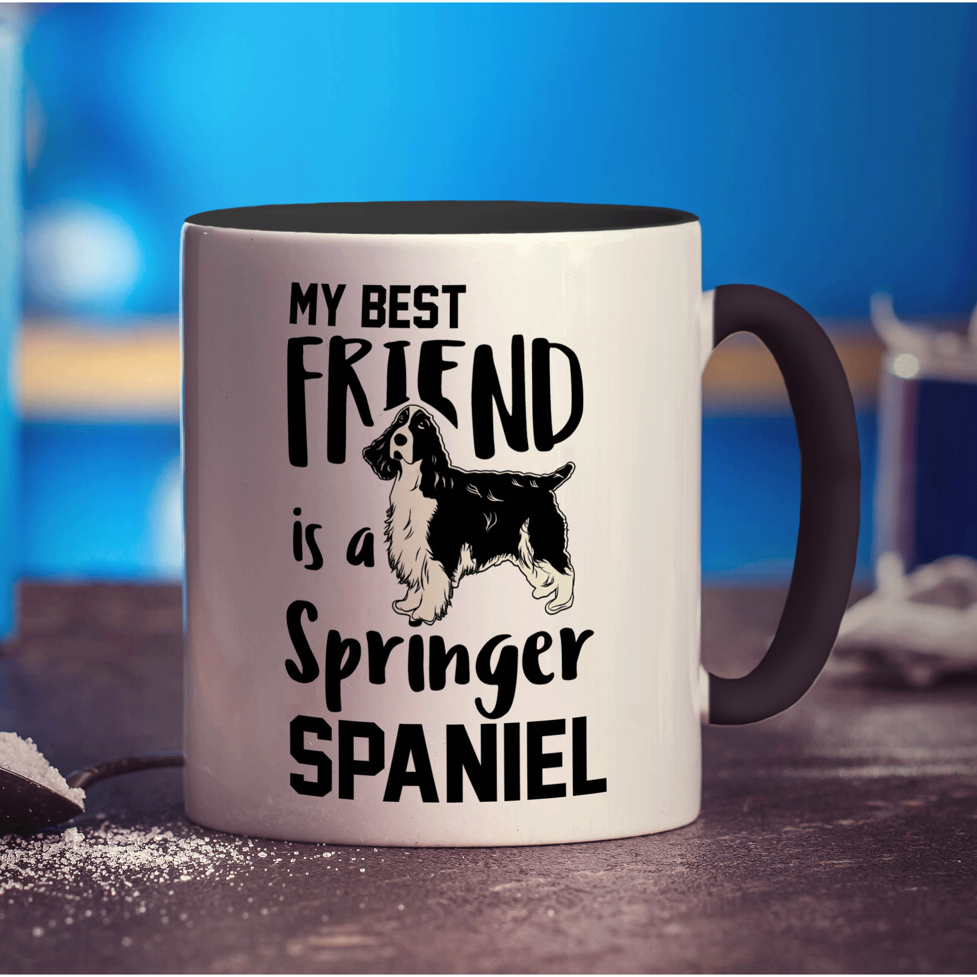 My Best Friend is a Springer Spaniel Mug - Standard 330ml (11oz) / Black