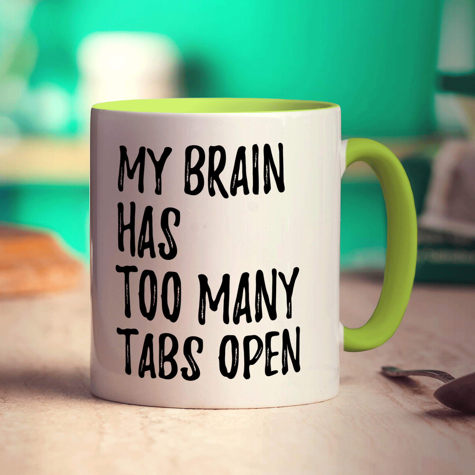 My Brain Has Too Many Tabs Open Mug - Standard 330ml (11oz) / Green