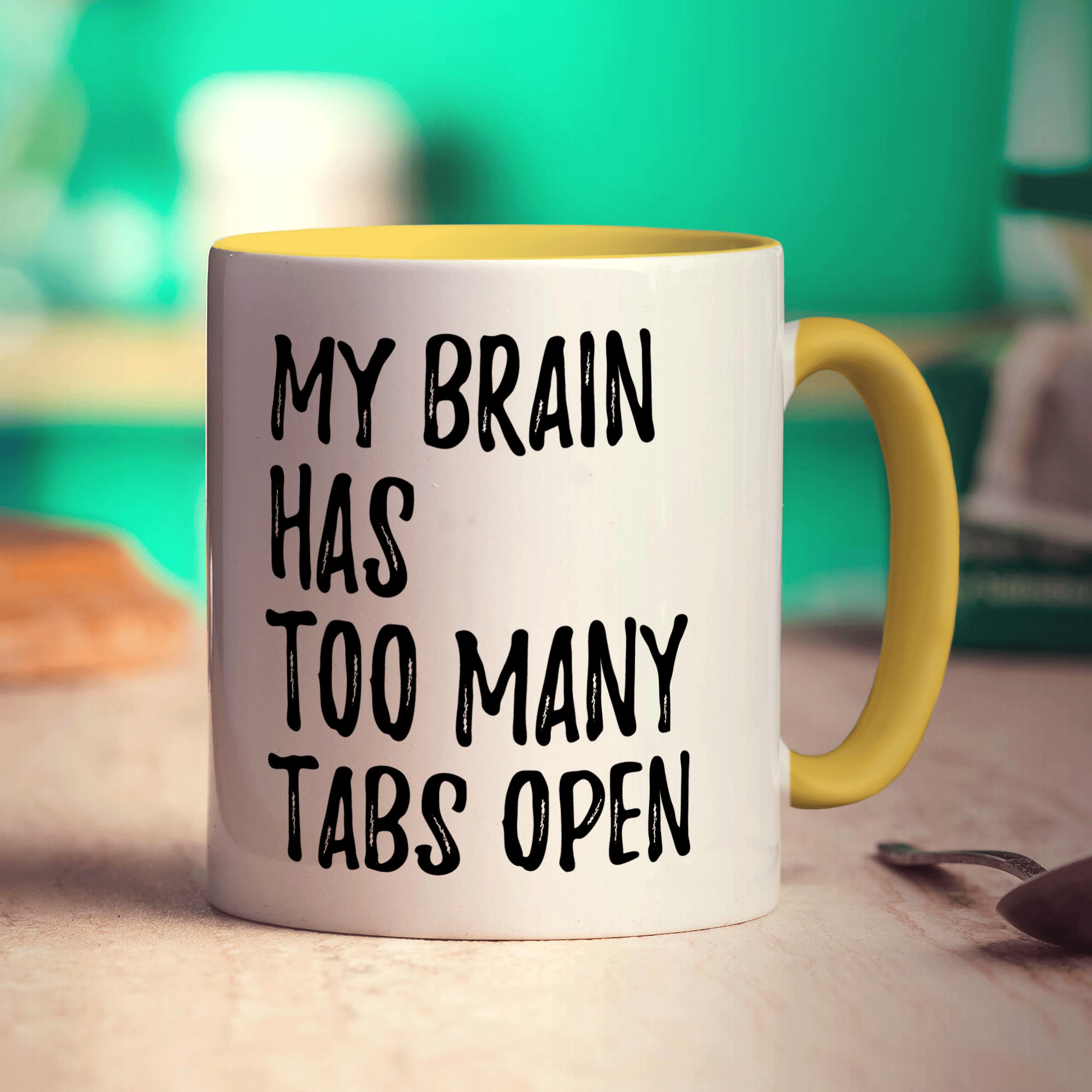 My Brain Has Too Many Tabs Open Mug - Standard 330ml (11oz) / Yellow