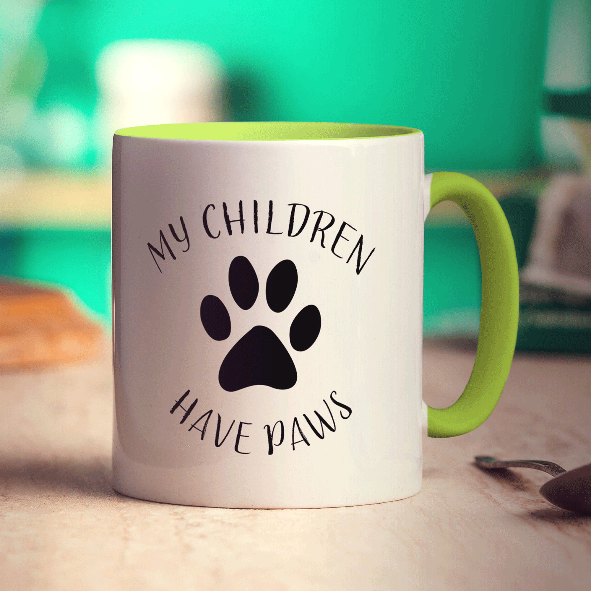 My Children Have Paws Personalised Mug - Standard 330ml (11oz) / Green