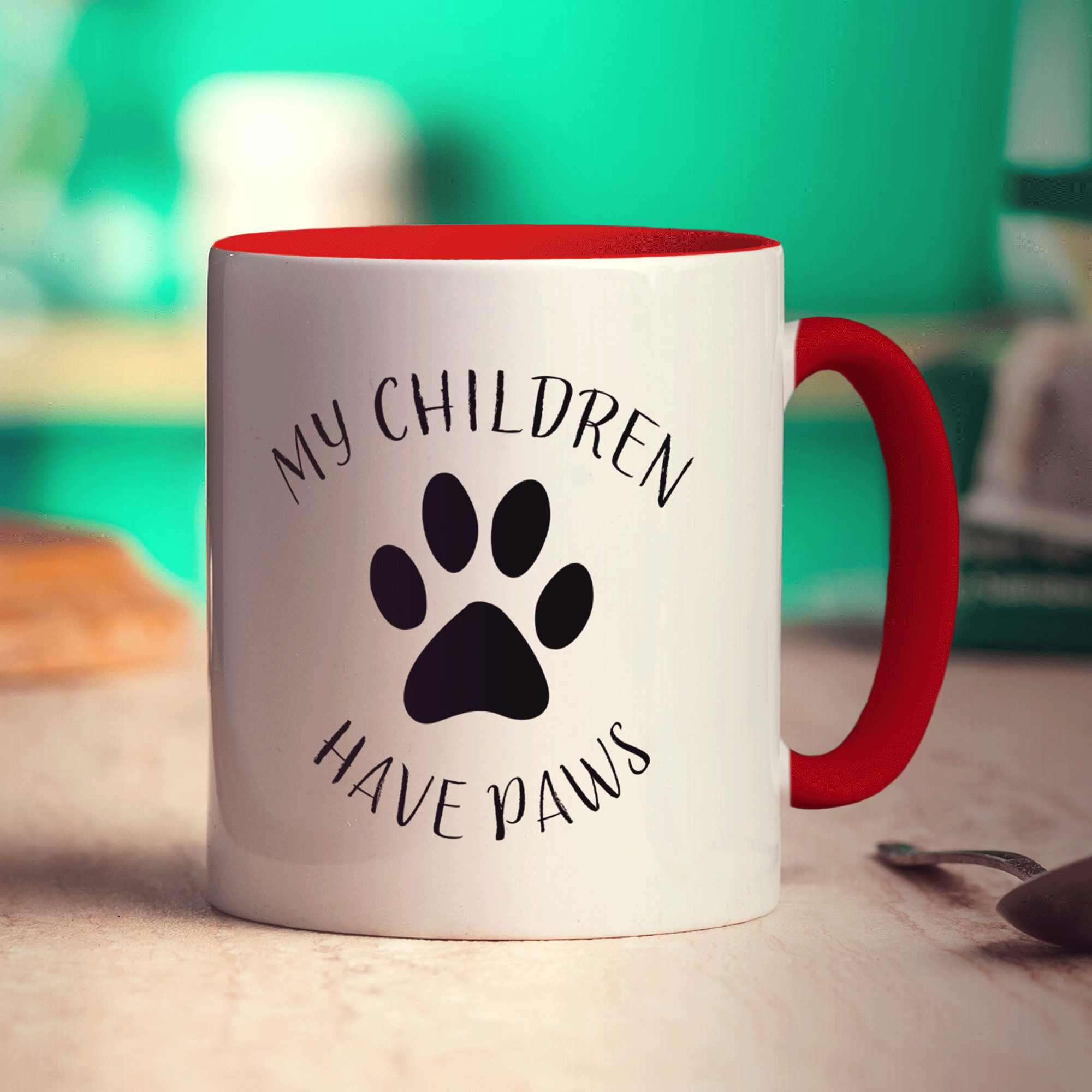 My Children Have Paws Personalised Mug - Standard 330ml (11oz) / Red