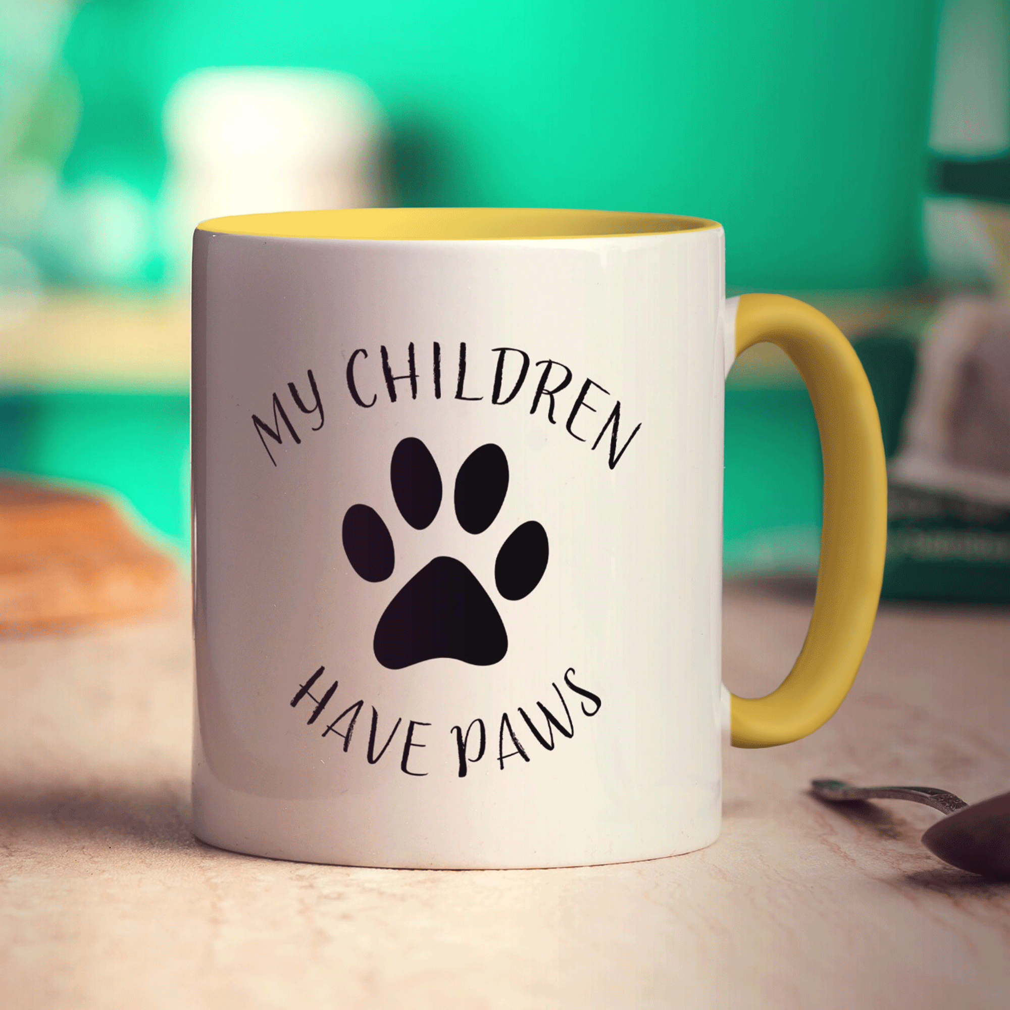 My Children Have Paws Personalised Mug - Standard 330ml (11oz) / Yellow