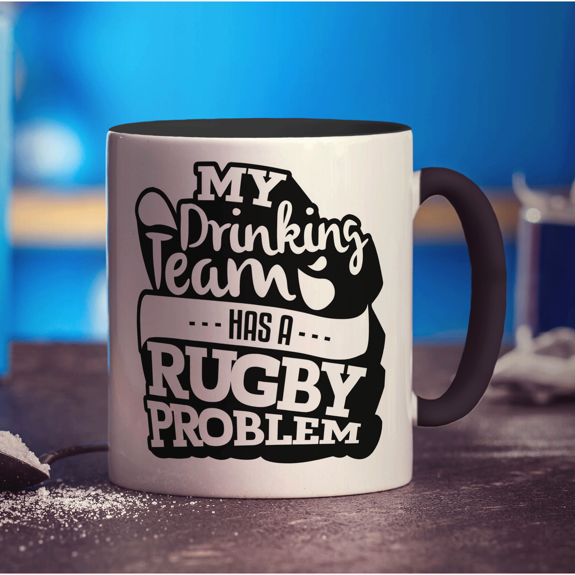 My Drinking Team Has a Rugby Problem Mug - Standard 330ml (11oz) / Black