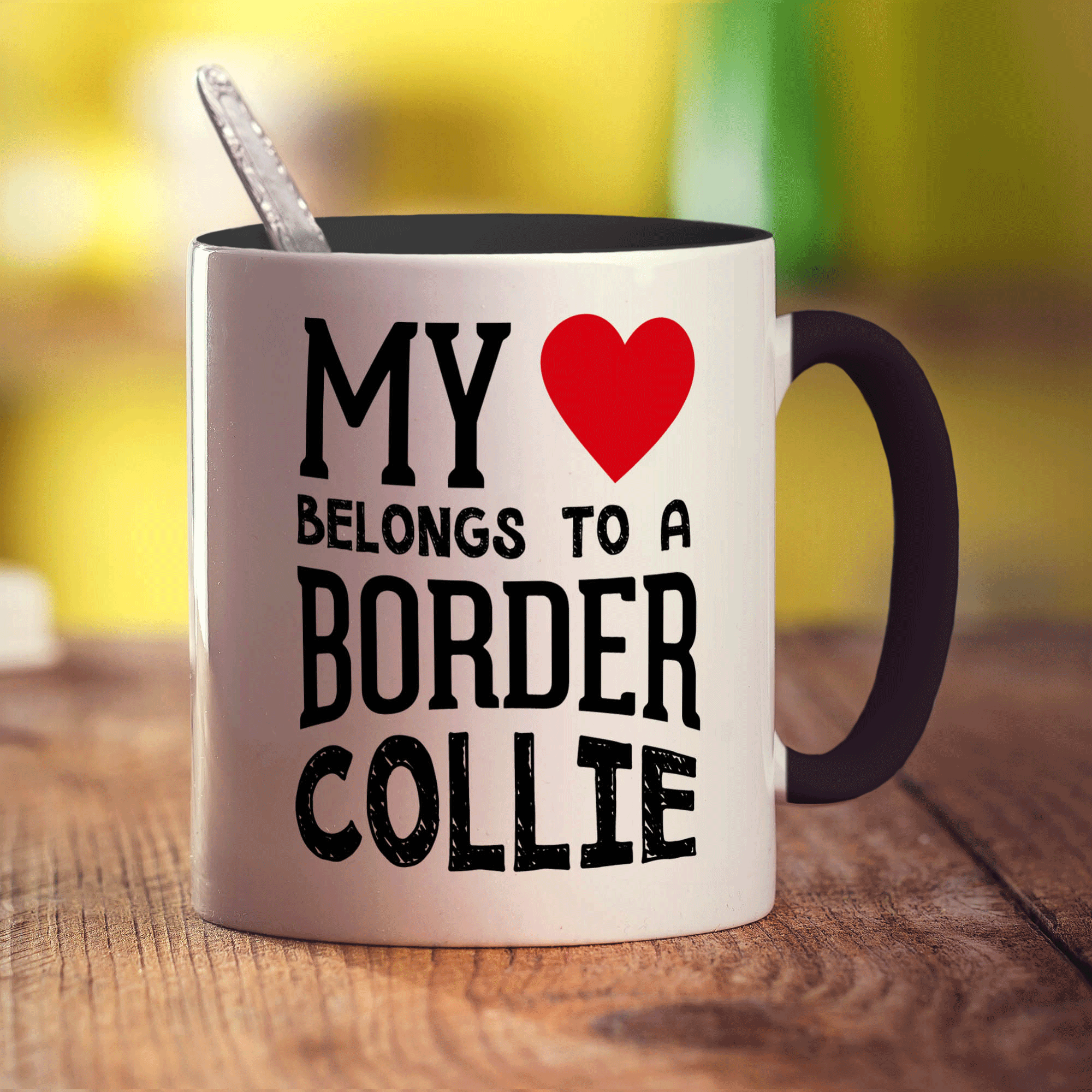 My Heart Belongs to a Border Collie Mug - Standard 330ml (11oz) / Black