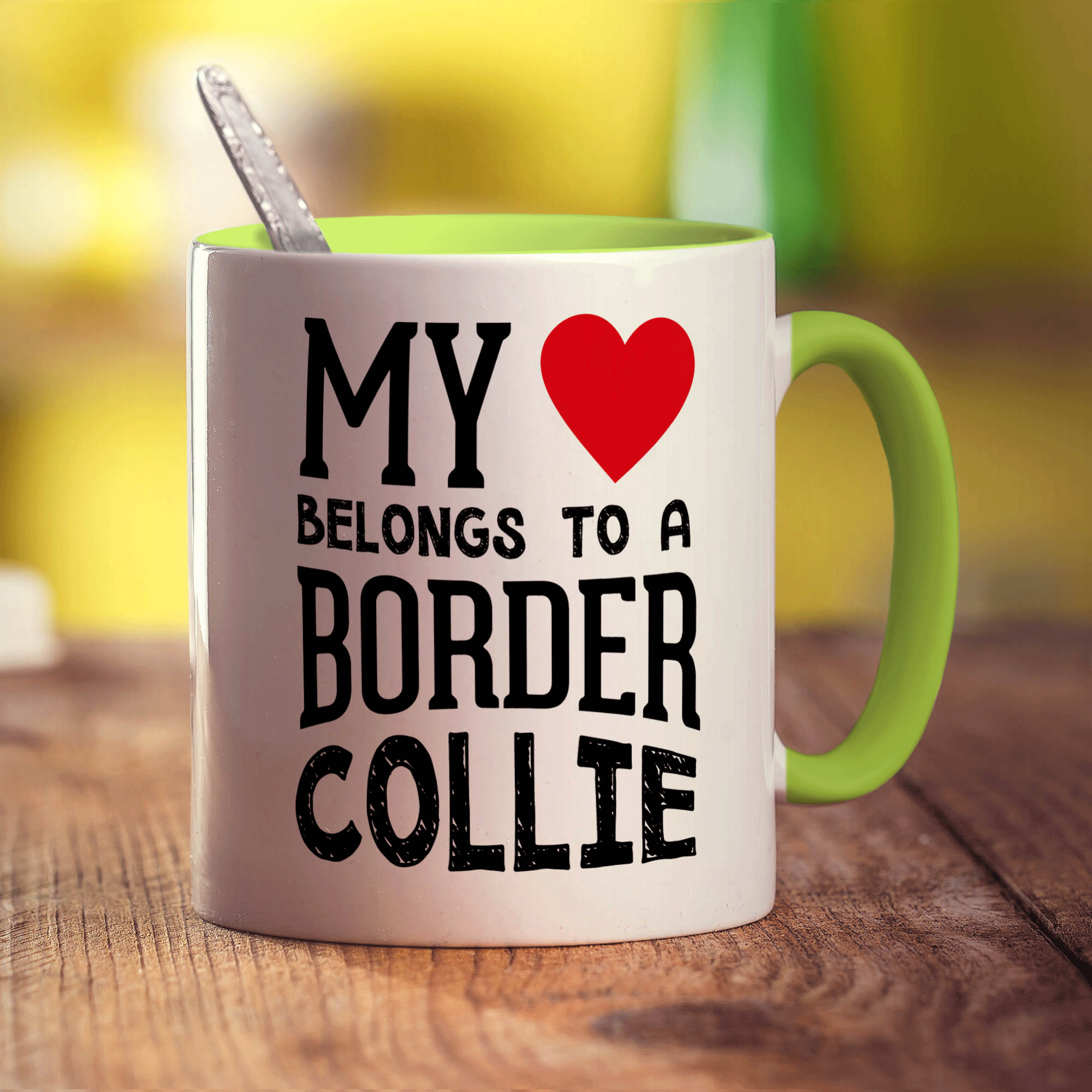 My Heart Belongs to a Border Collie Mug - Standard 330ml (11oz) / Green