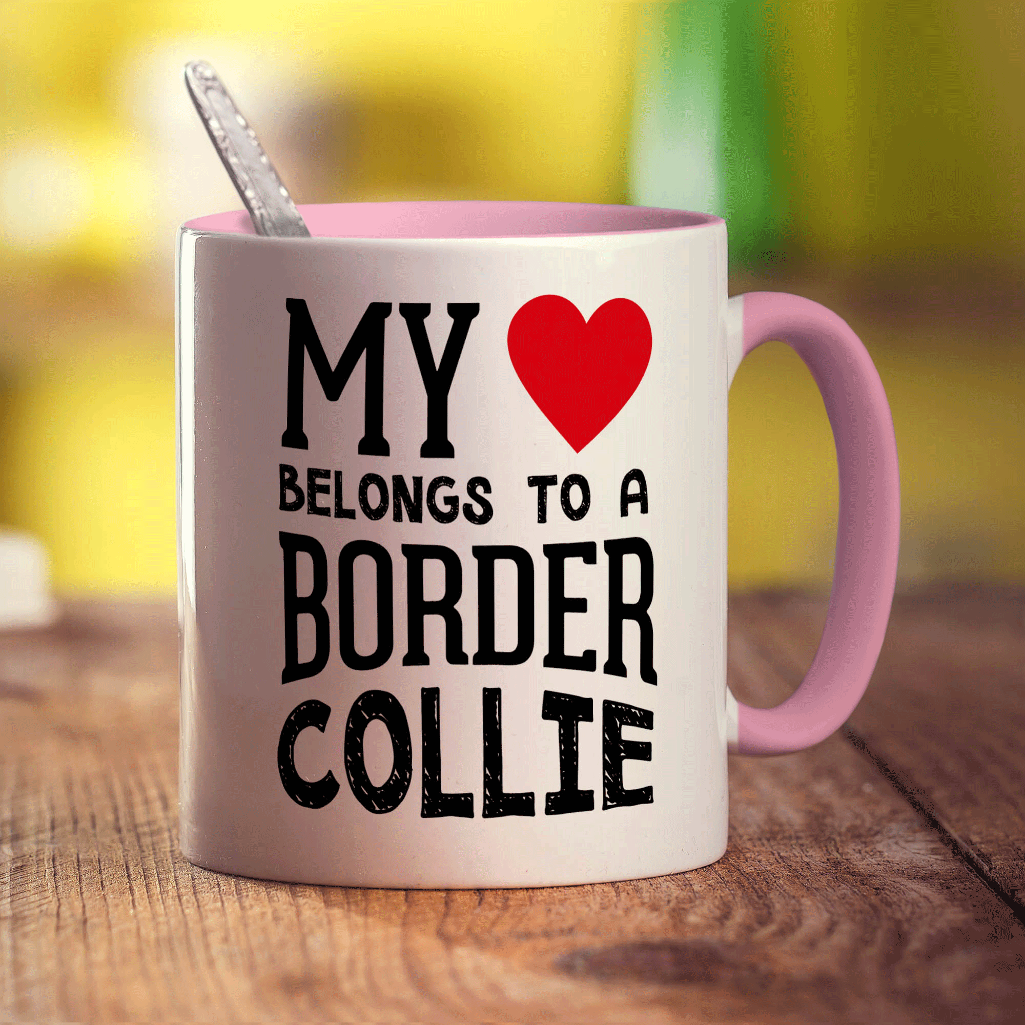 My Heart Belongs to a Border Collie Mug - Standard 330ml (11oz) / Pink